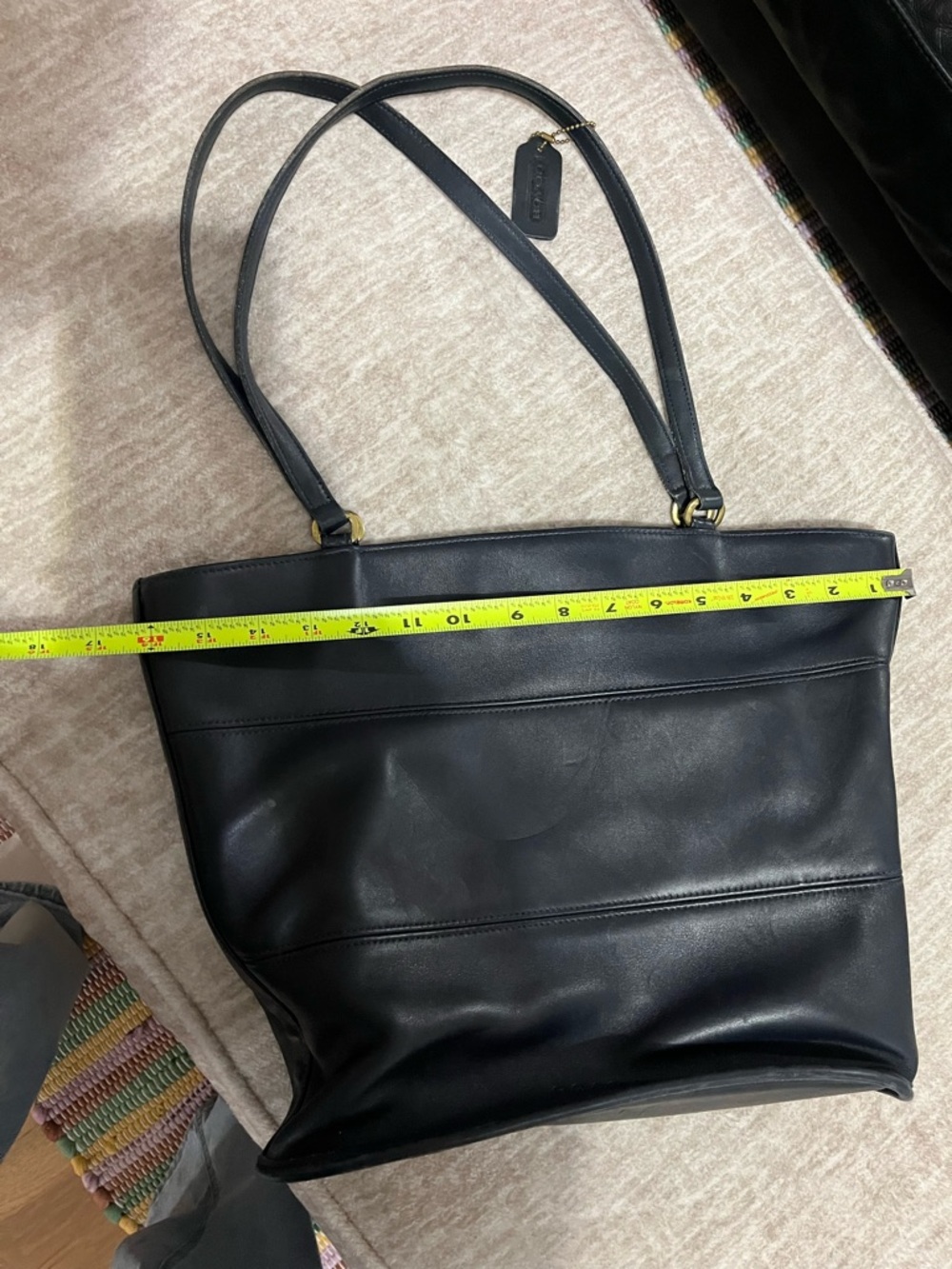 Coach RARE navy Leather Double-Handle Tote - Picture 3 of 13